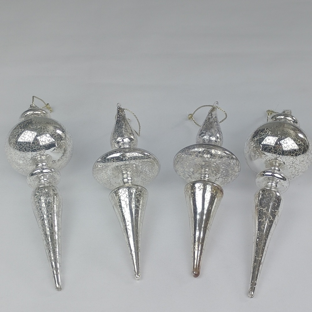 Restoration Hardware Hand blown Glass Finials Ornaments. Set Of four.
